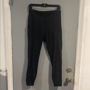 Ododos Black animal print‎ Leggings w side pockets Size L